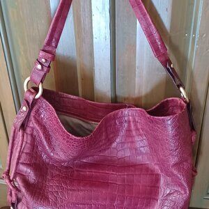 BRAHMIN VINTAGE RED CROC SATCHEL